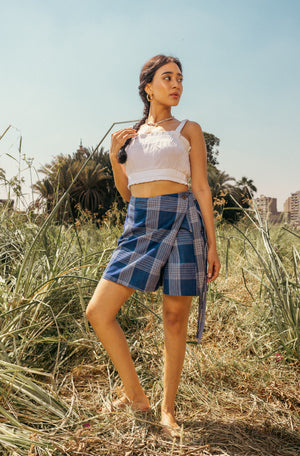 Open image in slideshow, Blue/White Checkered Neilos Skorts
